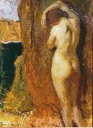 Nude Leaning against a Rock Overlooking the Sea unknow artist